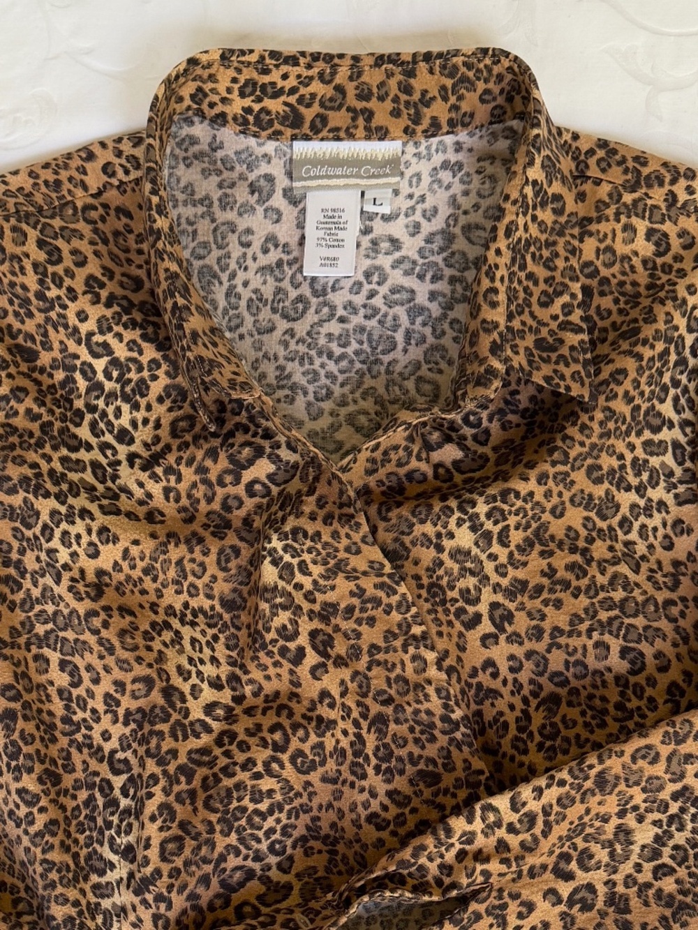Women’s Leopard Print Wrap Blouse Coldwater Creek Sz L